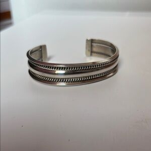 Silver Twisted Rope Cuff Bracelet 925